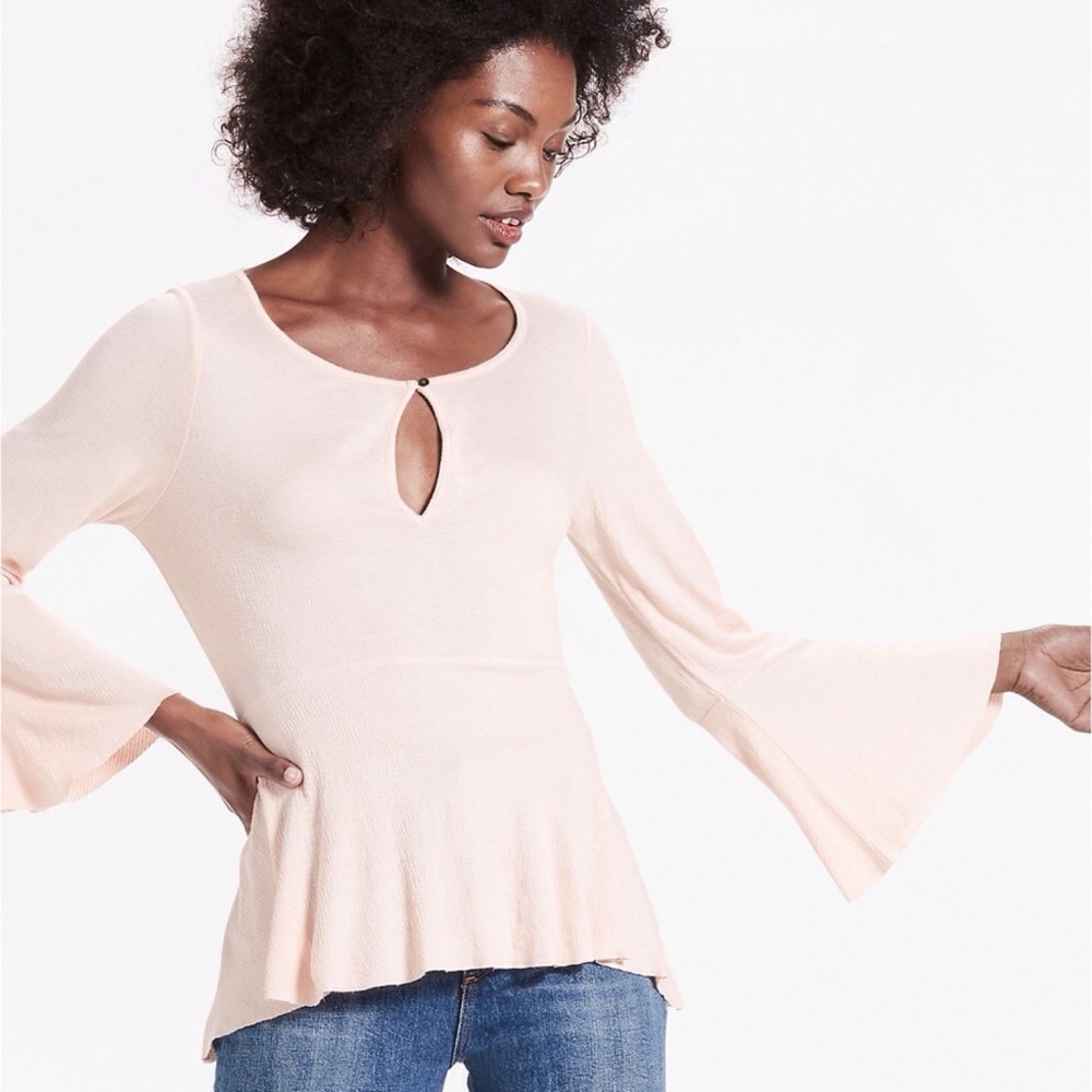 Lucky Brand Top Washed Blush Small S Bell Sleeve NWT